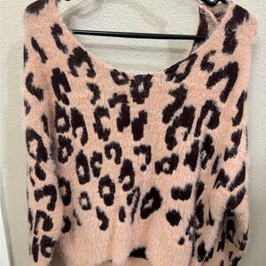 Leopard Print Pink Sweater